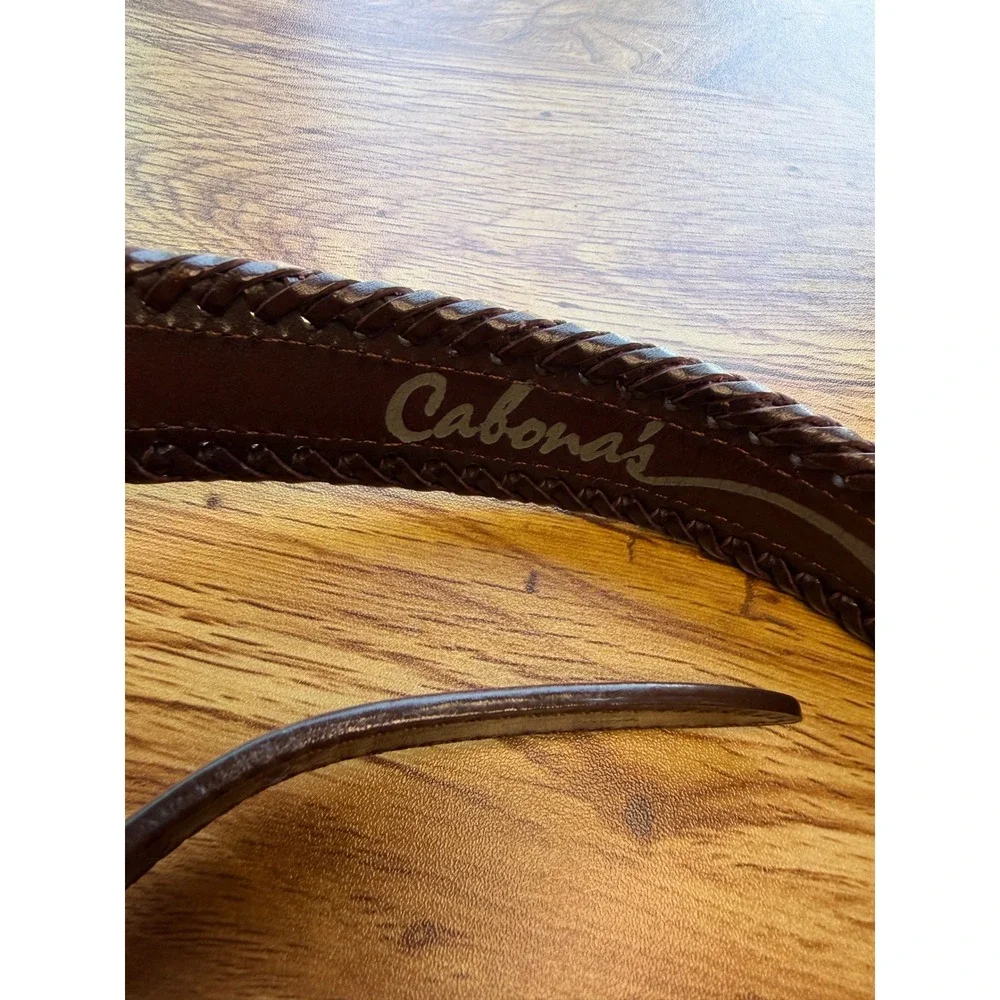 Brighton Men's Brown Braided Leather Plaid Woven Belt 36 Silver Buckle 67506